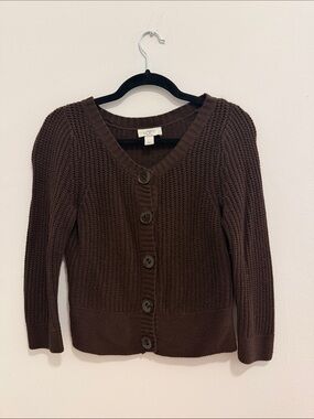 LOFT Vintage Women's Brown Button-Front Knit Cardigan Sweater XSP